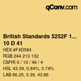 Color code: British Standards 5252F 1976 - 10 D 41 | qconv.com