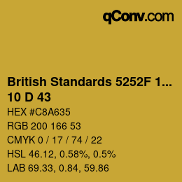 Color code: British Standards 5252F 1976 - 10 D 43 | qconv.com