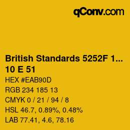 Color code: British Standards 5252F 1976 - 10 E 51 | qconv.com
