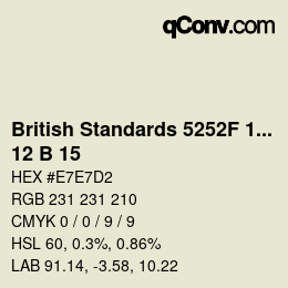 Farbcode: British Standards 5252F 1976 - 12 B 15 | qconv.com