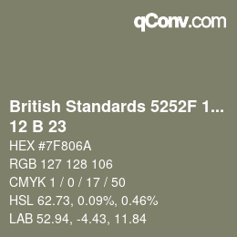 Farbcode: British Standards 5252F 1976 - 12 B 23 | qconv.com