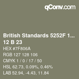 カラーコード: British Standards 5252F 1976 - 12 B 23 | qconv.com