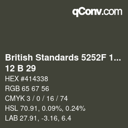 カラーコード: British Standards 5252F 1976 - 12 B 29 | qconv.com