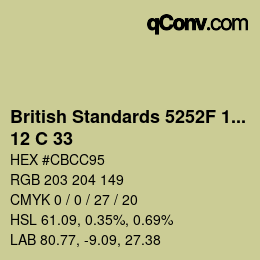 Farbcode: British Standards 5252F 1976 - 12 C 33 | qconv.com