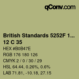 Color code: British Standards 5252F 1976 - 12 C 35 | qconv.com