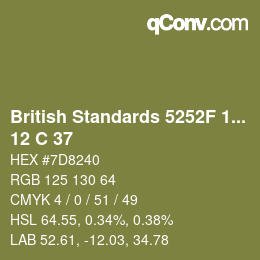 カラーコード: British Standards 5252F 1976 - 12 C 37 | qconv.com