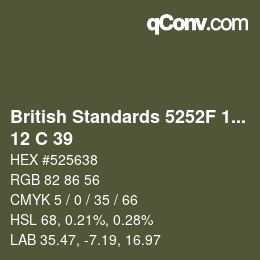 カラーコード: British Standards 5252F 1976 - 12 C 39 | qconv.com