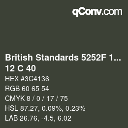 カラーコード: British Standards 5252F 1976 - 12 C 40 | qconv.com