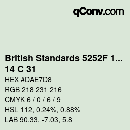 カラーコード: British Standards 5252F 1976 - 14 C 31 | qconv.com