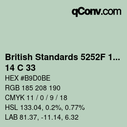 カラーコード: British Standards 5252F 1976 - 14 C 33 | qconv.com