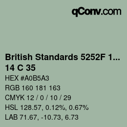 カラーコード: British Standards 5252F 1976 - 14 C 35 | qconv.com