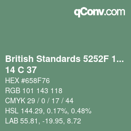 カラーコード: British Standards 5252F 1976 - 14 C 37 | qconv.com