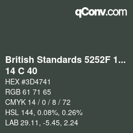 カラーコード: British Standards 5252F 1976 - 14 C 40 | qconv.com