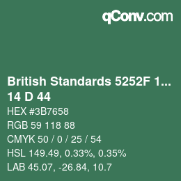 カラーコード: British Standards 5252F 1976 - 14 D 44 | qconv.com