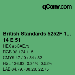 Color code: British Standards 5252F 1976 - 14 E 51 | qconv.com