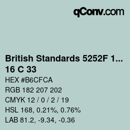 カラーコード: British Standards 5252F 1976 - 16 C 33 | qconv.com