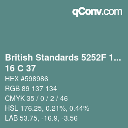 Farbcode: British Standards 5252F 1976 - 16 C 37 | qconv.com