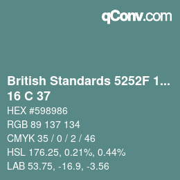 カラーコード: British Standards 5252F 1976 - 16 C 37 | qconv.com