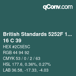 Color code: British Standards 5252F 1976 - 16 C 39 | qconv.com