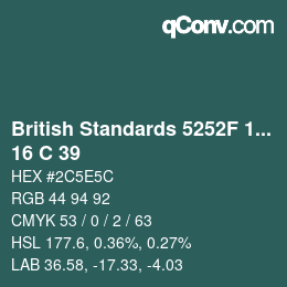 Code couleur: British Standards 5252F 1976 - 16 C 39 | qconv.com