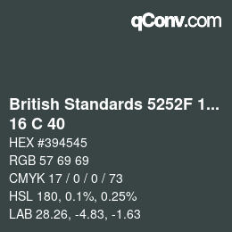 カラーコード: British Standards 5252F 1976 - 16 C 40 | qconv.com