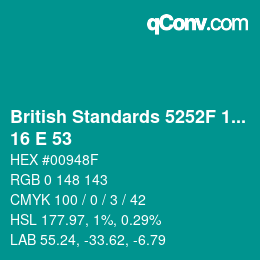 Color code: British Standards 5252F 1976 - 16 E 53 | qconv.com