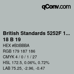 カラーコード: British Standards 5252F 1976 - 18 B 19 | qconv.com