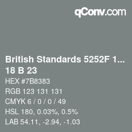 Code couleur: British Standards 5252F 1976 - 18 B 23 | qconv.com