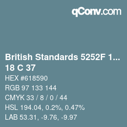 Farbcode: British Standards 5252F 1976 - 18 C 37 | qconv.com