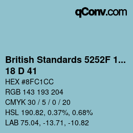 カラーコード: British Standards 5252F 1976 - 18 D 41 | qconv.com