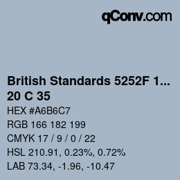 カラーコード: British Standards 5252F 1976 - 20 C 35 | qconv.com