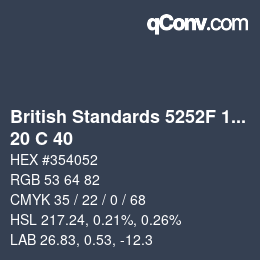 カラーコード: British Standards 5252F 1976 - 20 C 40 | qconv.com