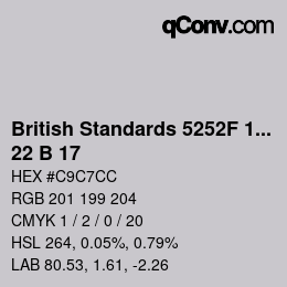 Farbcode: British Standards 5252F 1976 - 22 B 17 | qconv.com