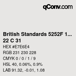 Code couleur: British Standards 5252F 1976 - 22 C 31 | qconv.com