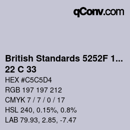 カラーコード: British Standards 5252F 1976 - 22 C 33 | qconv.com