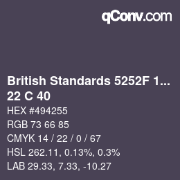 カラーコード: British Standards 5252F 1976 - 22 C 40 | qconv.com