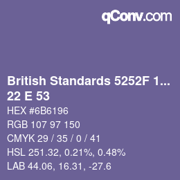 カラーコード: British Standards 5252F 1976 - 22 E 53 | qconv.com