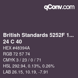 カラーコード: British Standards 5252F 1976 - 24 C 40 | qconv.com