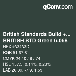 カラーコード: British Standards Build + DecPaints - BRITISH STD Green 6-068 | qconv.com