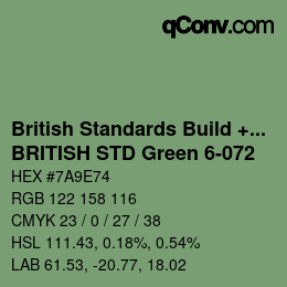 Code couleur: British Standards Build + DecPaints - BRITISH STD Green 6-072 | qconv.com