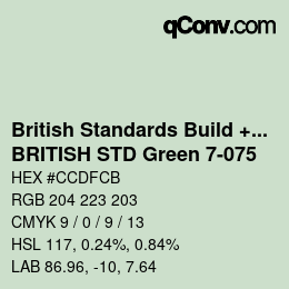 Code couleur: British Standards Build + DecPaints - BRITISH STD Green 7-075 | qconv.com