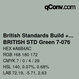 Code couleur: British Standards Build + DecPaints - BRITISH STD Green 7-076 | qconv.com