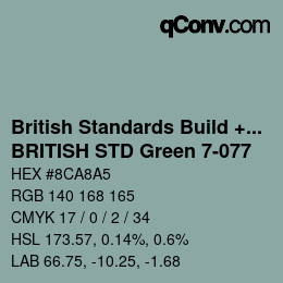 Farbcode: British Standards Build + DecPaints - BRITISH STD Green 7-077 | qconv.com