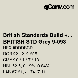 Farbcode: British Standards Build + DecPaints - BRITISH STD Grey 9-093 | qconv.com