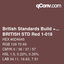Farbcode: British Standards Build + DecPaints - BRITISH STD Red 1-018 | qconv.com