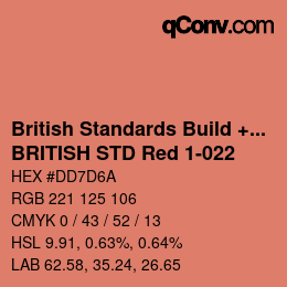 Code couleur: British Standards Build + DecPaints - BRITISH STD Red 1-022 | qconv.com