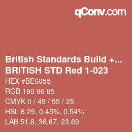 Farbcode: British Standards Build + DecPaints - BRITISH STD Red 1-023 | qconv.com