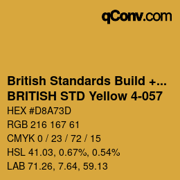 Farbcode: British Standards Build + DecPaints - BRITISH STD Yellow 4-057 | qconv.com