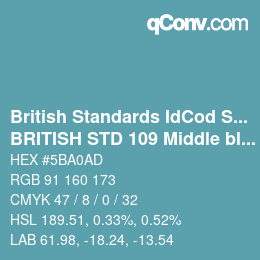 Code couleur: British Standards IdCod Special - BRITISH STD 109 Middle blue | qconv.com