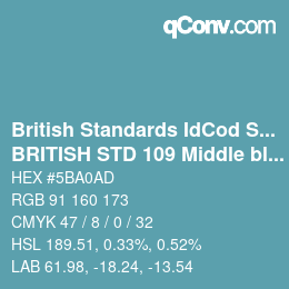 カラーコード: British Standards IdCod Special - BRITISH STD 109 Middle blue | qconv.com